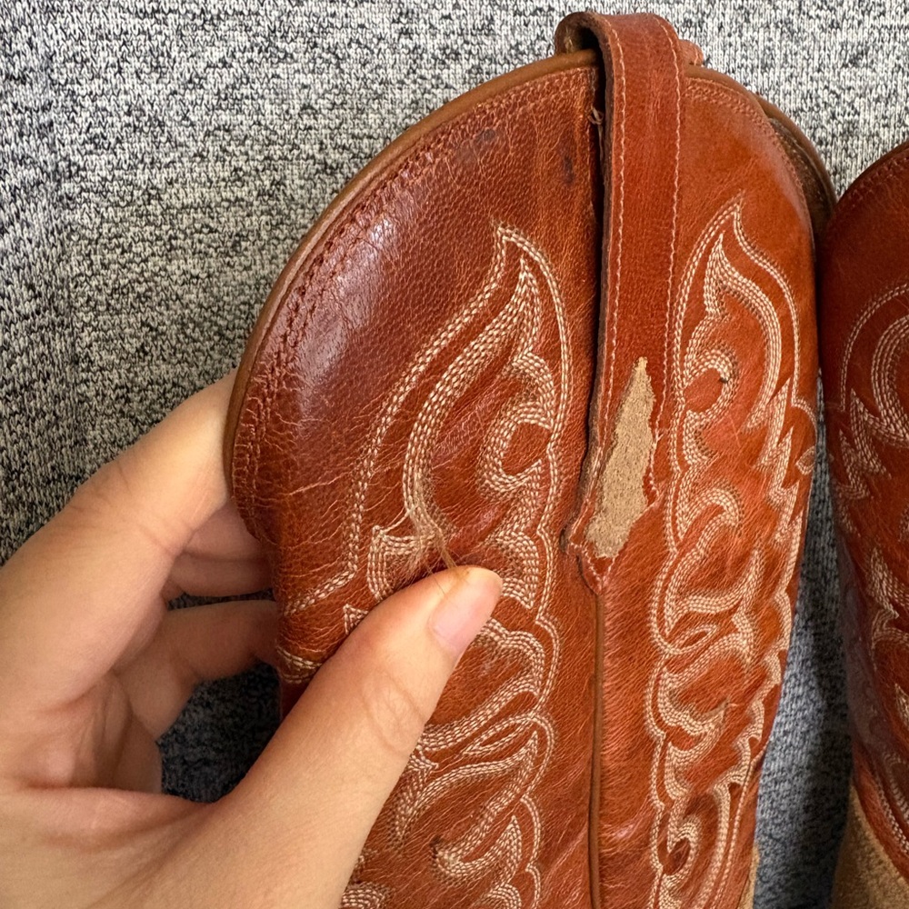 Women’s Two-Tone Brown & Tan Western Cowboy Boots Size 6.5 Leather & Suede - Picture 4 of 8